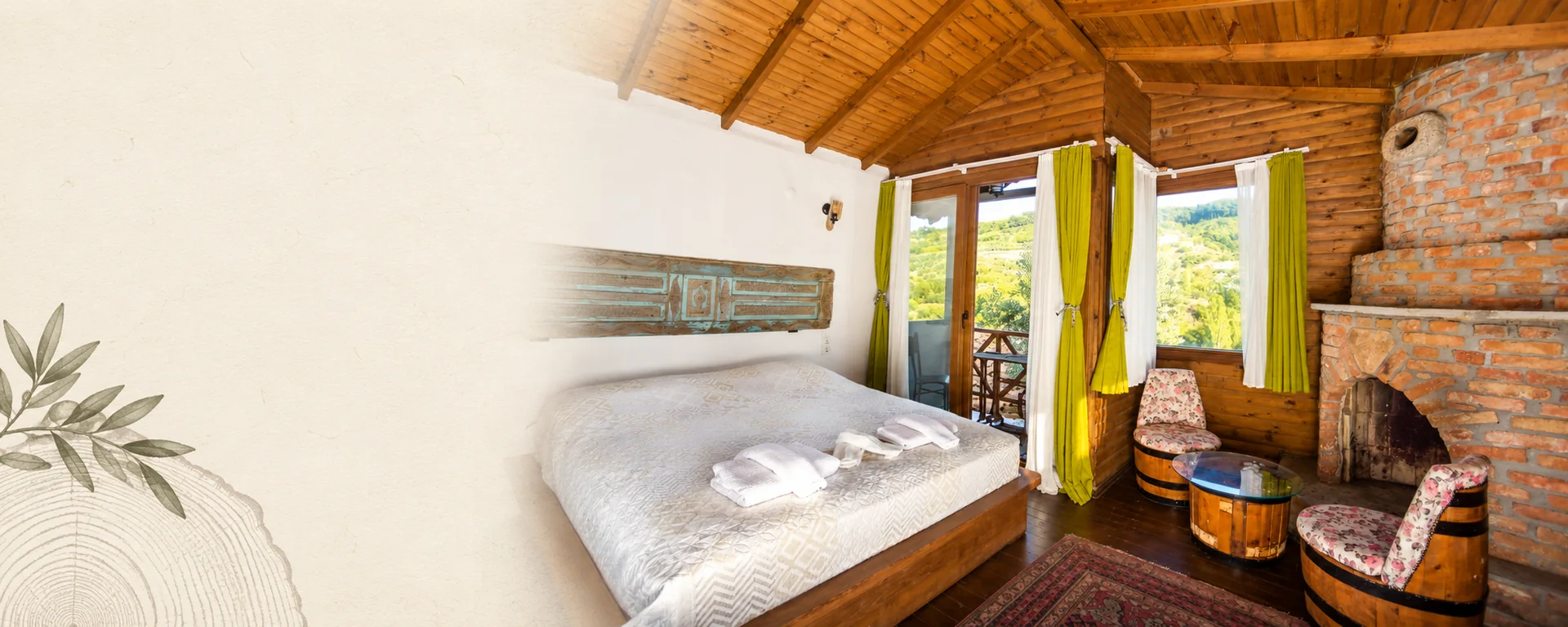 Representative cover created with an Ağaç House photograph, wood texture and an olive-branch illustration