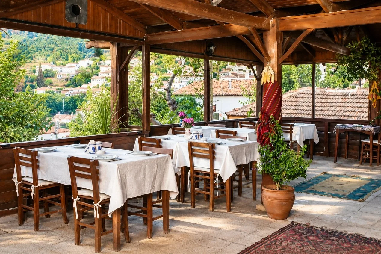 Şirince manzarasına açılan Kırkınca Restaurant terası